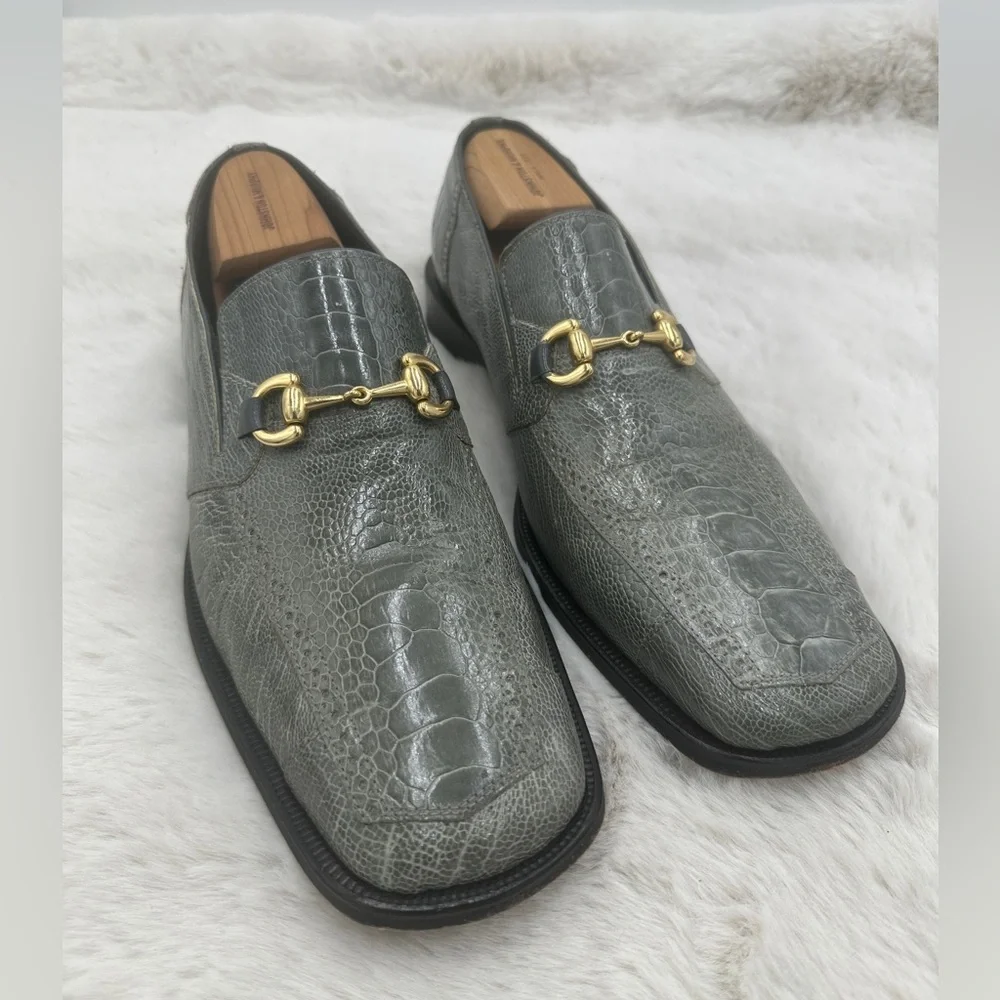 David Eden Ostrich‎ Leg Horse Bit Loafers Men’s Dress shoes 10.5